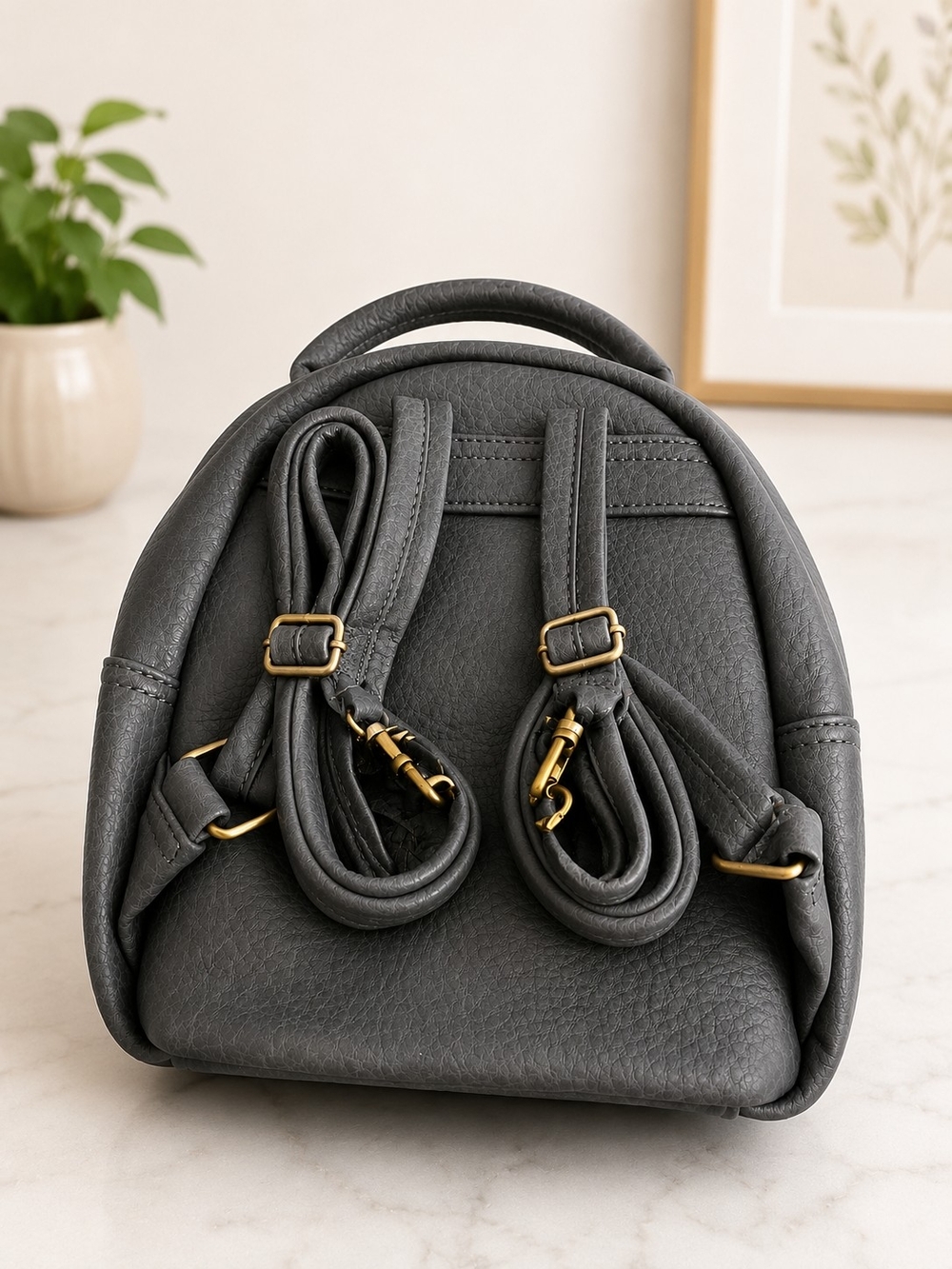 Classic Gray Mini Backpack Purse - Unbranded - Picture 3 of 3